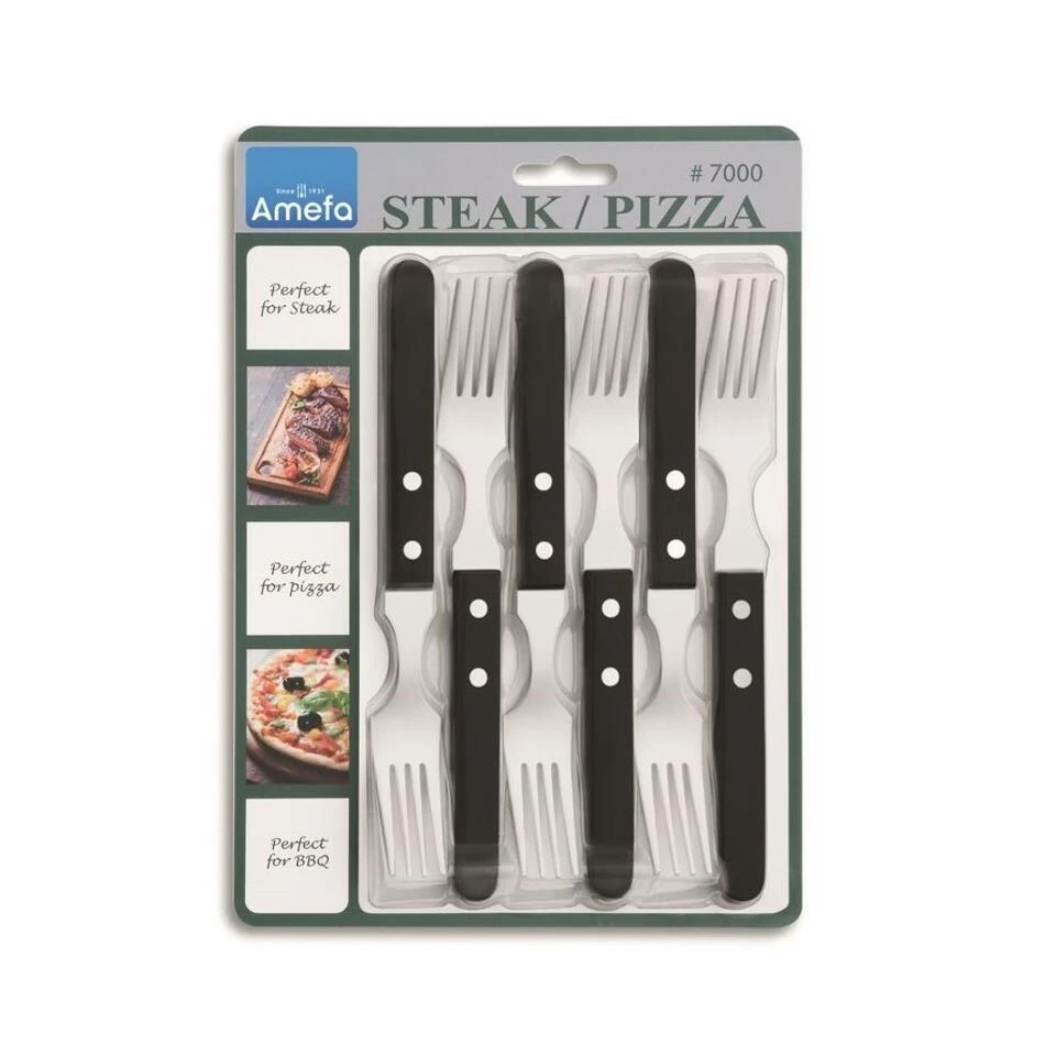 Amefa Pizza - 6 Steakvorken - Zwart 5 Amefa Pizza - 6 Steakvorken - Zwart - Afbeelding 3