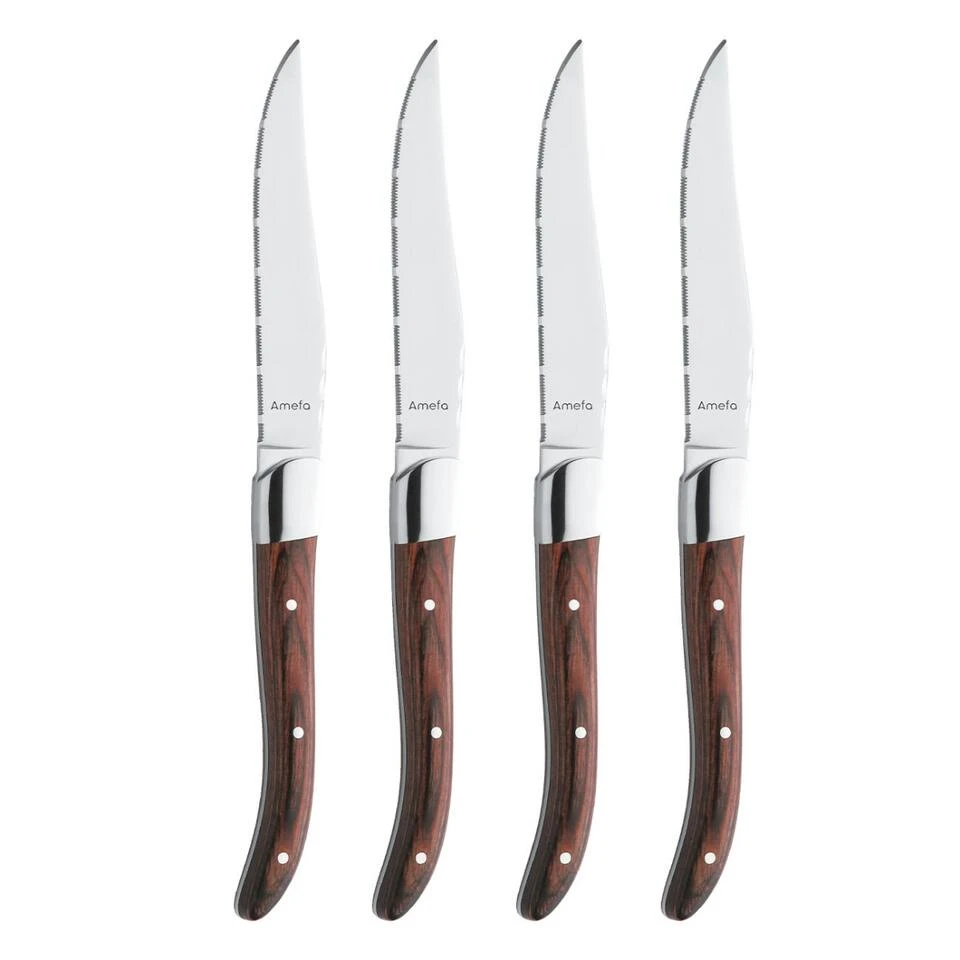 Amefa Royal Steak - 4 Steakmessen - Maroon Brown 3 Amefa Royal Steak - 4 Steakmessen - Maroon Brown